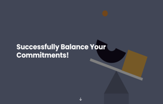 successful balance your commitments word against grey background