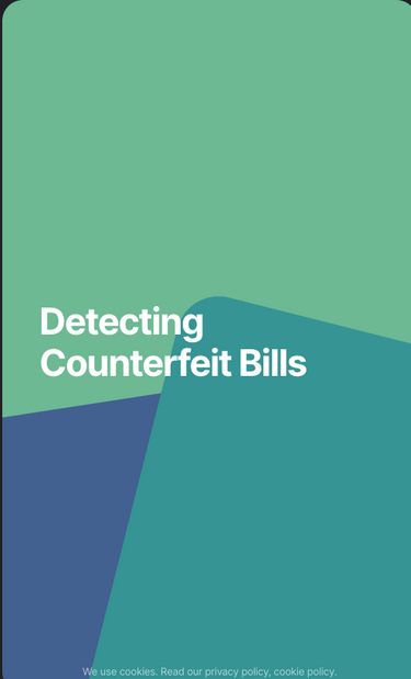 Green background with words "detecting counterfeit bills"